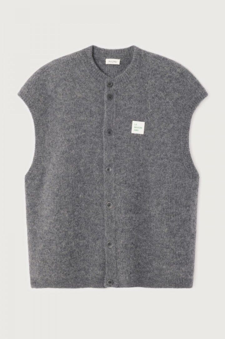 AMERICAN VINTAGE Pull/Cardigan/Gilet ACIER CHINE / S Gilet American Vintage - Gilet homme Vitow