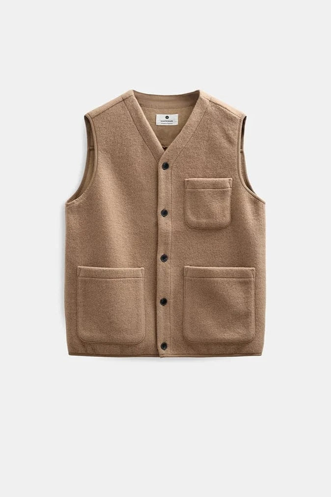 ANERKJENDT Pull/Cardigan/Gilet TIGER'S EYE / L Gilet Anerkjendt - Akramsus boiled wool