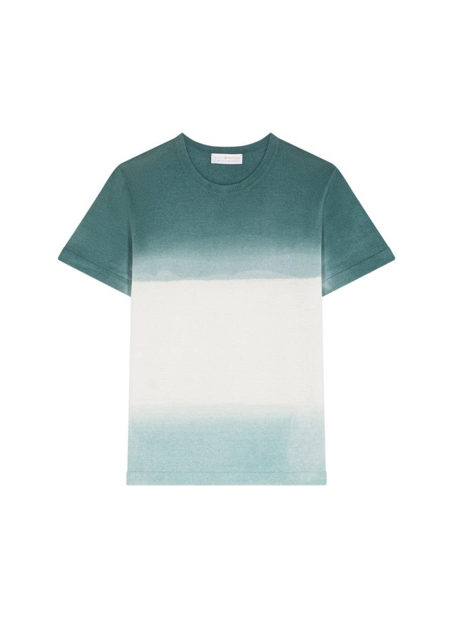 Maison Montagut Pull/Cardigan/Gilet Tropical Ecru Aqua / S T-shirt Maison Montagut - Col Rond Dip Dye Ivanoe