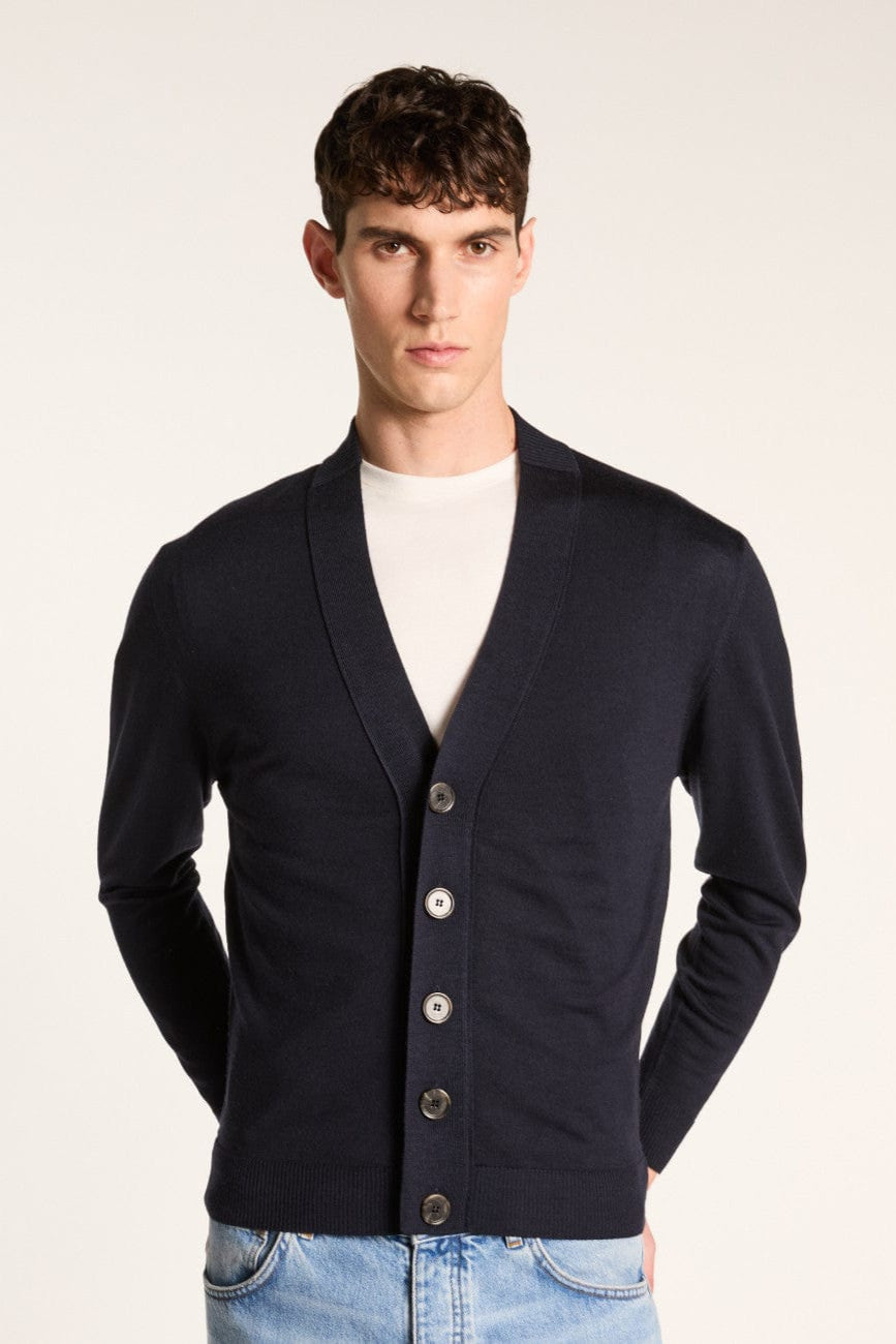 MONTAGUT Pull/Cardigan/Gilet 9040 MARINE / S Cardigan Maison Montagut - Cardigan en laine mérinos Eugène