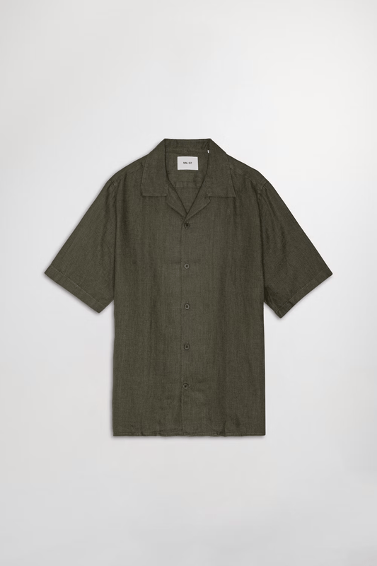 NN07 Chemises 374 CROC GREEN / S Chemise NN07 - Julio Open Collar Linen Shirt 5708