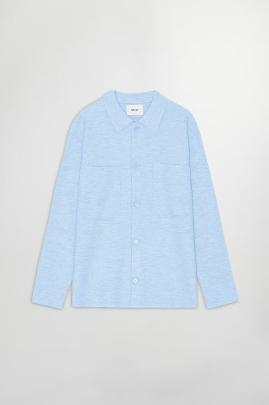 NN07 Pull/Cardigan/Gilet 201 POWDER BLUE / XS Cardigan NN07 - Jonas Boiled wool Overshirt 6398