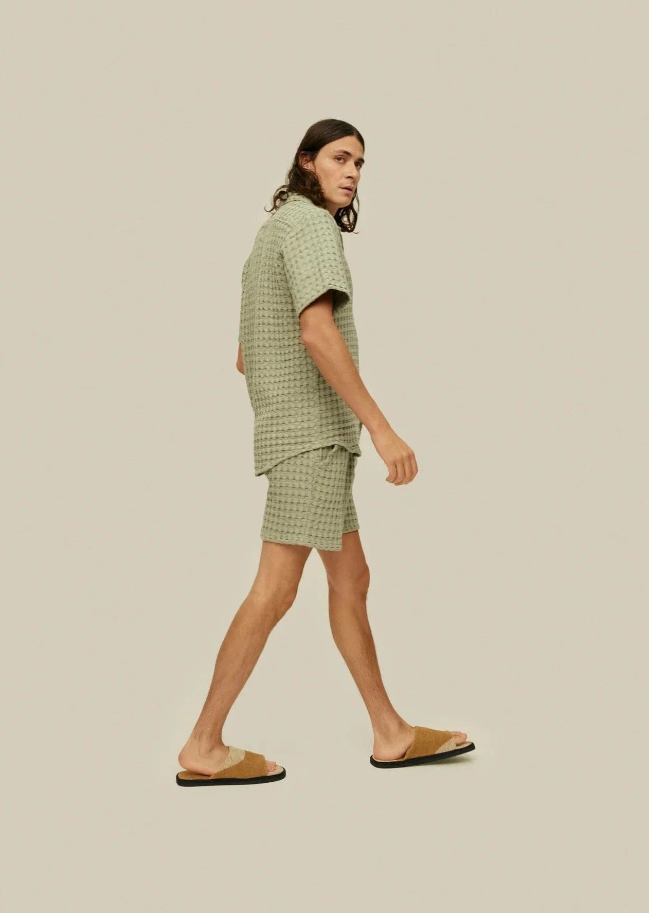 OAS Chemises Chemise OAS -  Dusty Green Cuba Waffle Shirt