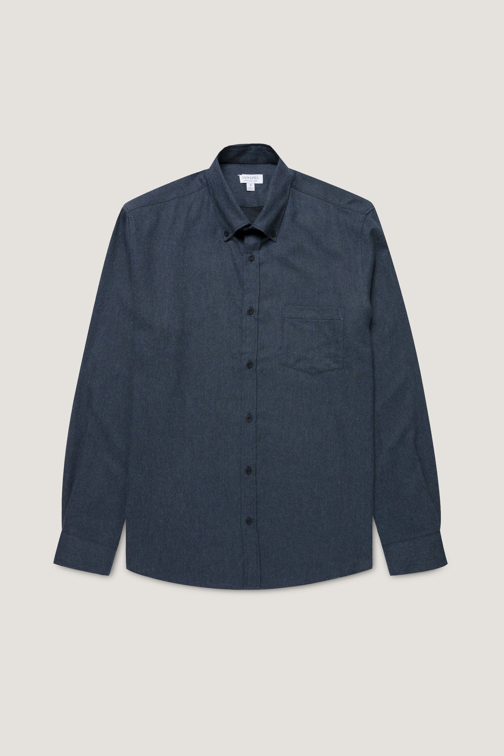 SUNSPEL Chemises Bleu selvedge chiné / S Chemise Sunspel - Chemise boutonnée en flanelle