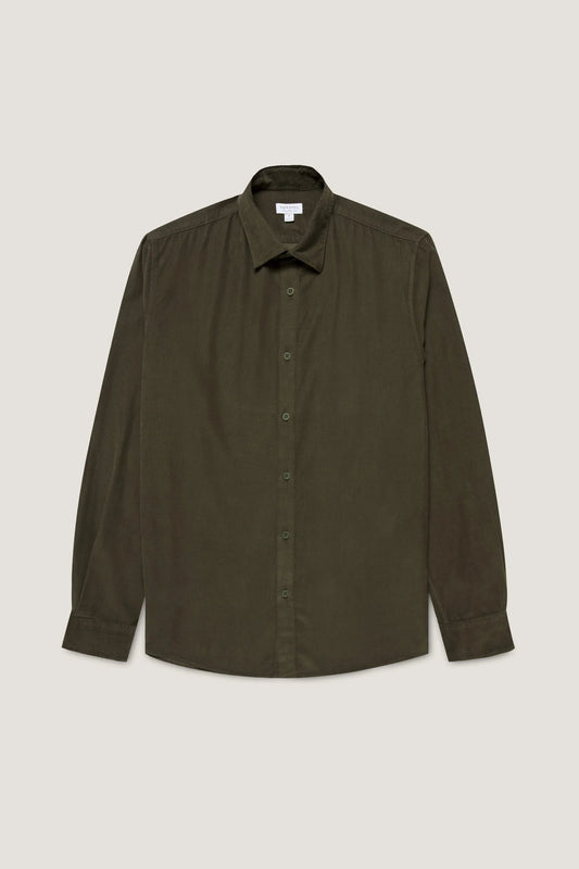 SUNSPEL Chemises Vert foncé / S Chemise Sunspel - Chemise en velours côtelé fin