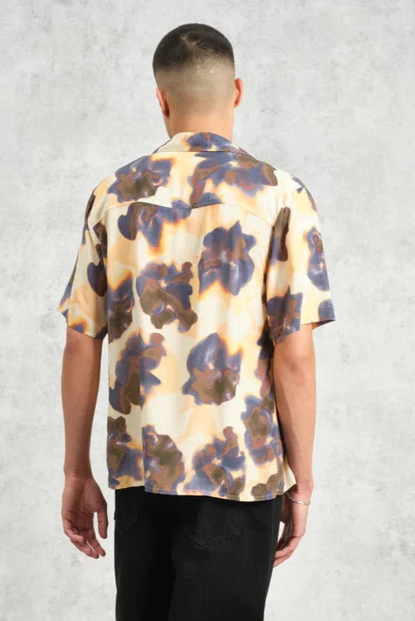 WAX LONDON Chemises Chemise Wax London - Didcot Peach Floral Blur Short-Sleeve Shirt