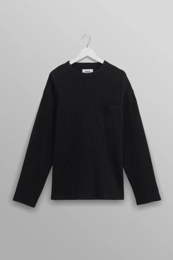 WAX LONDON Polo/T-shirt BLACK / XS T-Shirt Wax London - Moore Waffle Textured T-Shirt