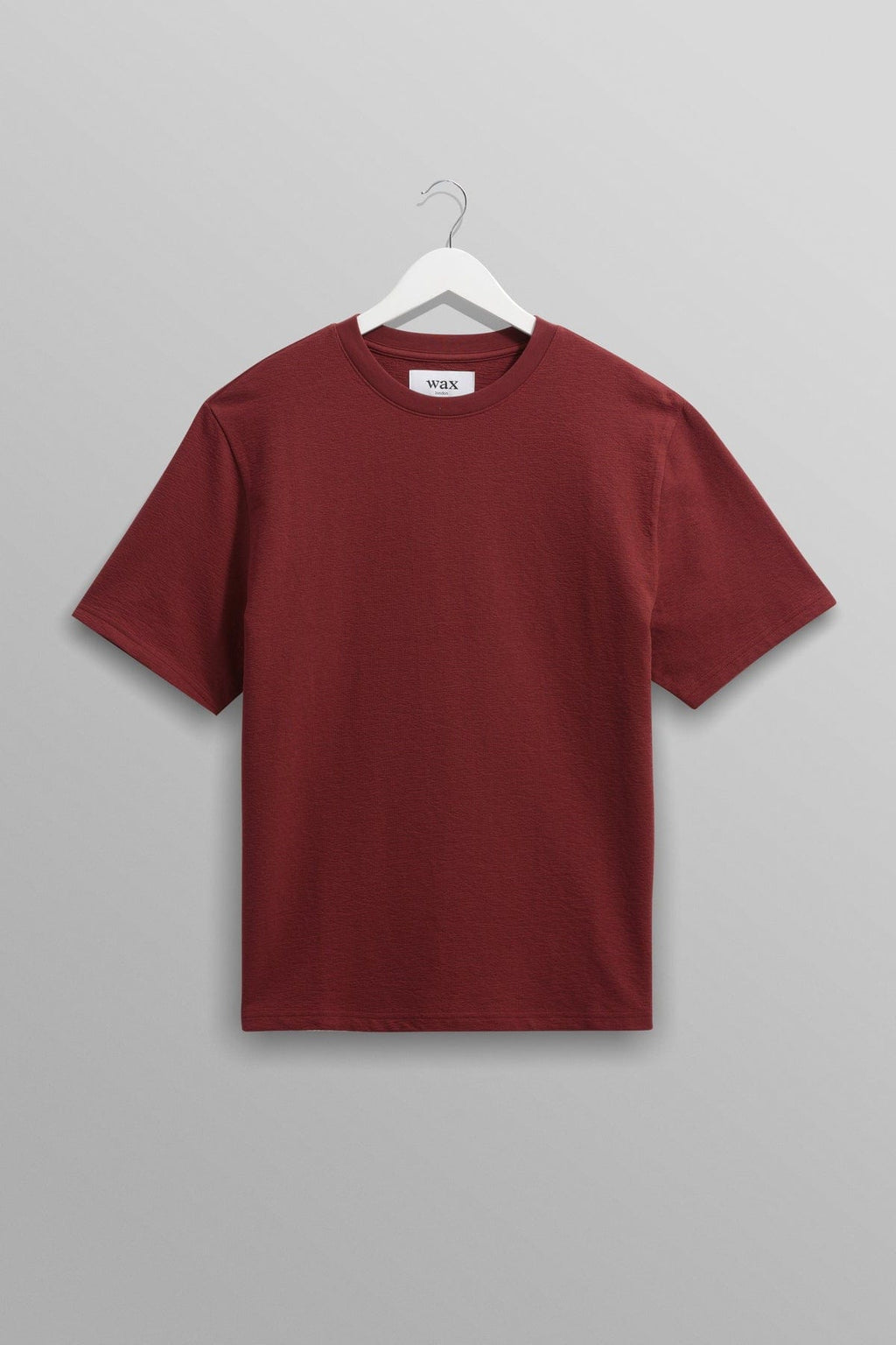 WAX LONDON Polo/T-shirt BURGUNDY / XS T-Shirt Wax London - Dean Textured Organic Cotton T-Shirt