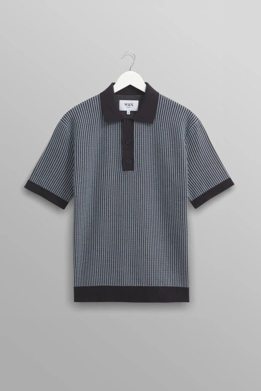 WAX LONDON Polo/T-shirt NAVY / XS Polo Wax London - Turin Ladder Stripe Knitted Polo