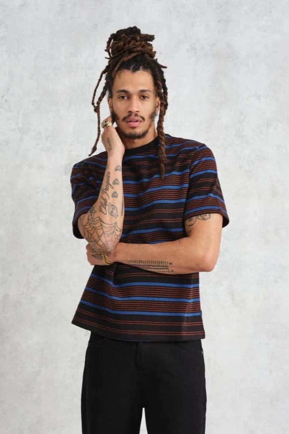 WAX LONDON Polo/T-shirt T-Shirt Wax London - Dean T-Shirt Textured Engineered Stripe