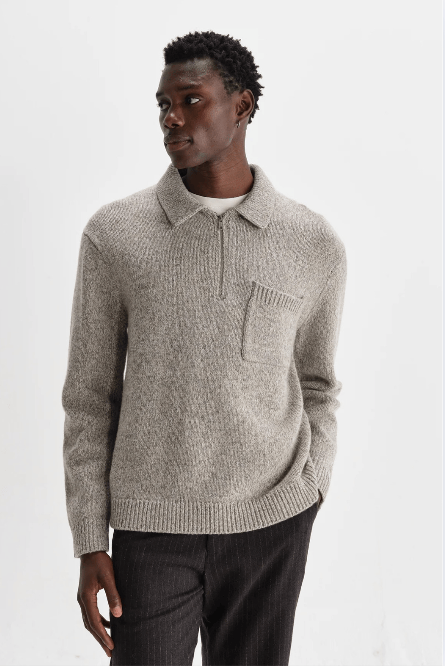 WAX LONDON Pull/Cardigan/Gilet Wax London - Lennox Zip Polo Maille coton-cachemire zippée pour homme