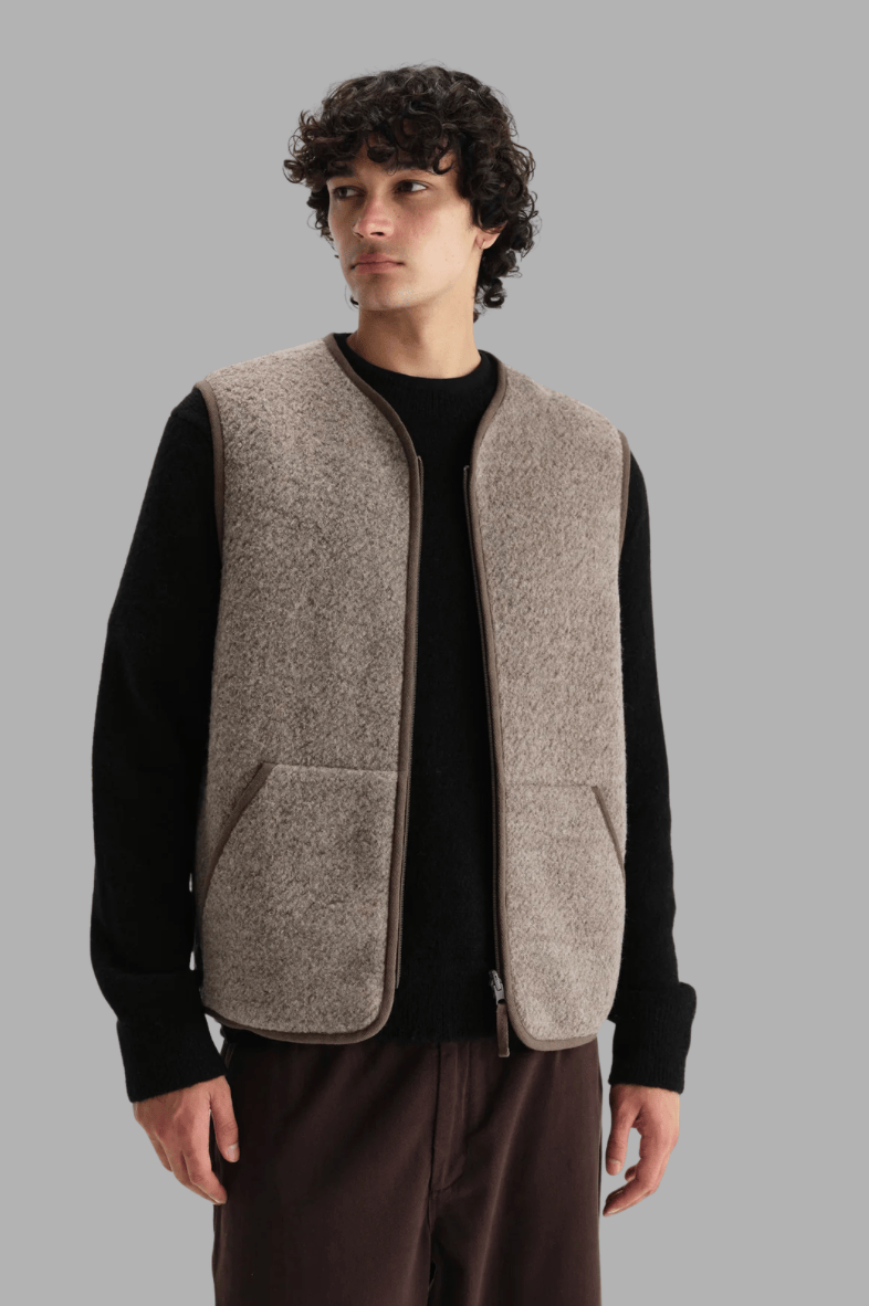 WAX LONDON Pull/Cardigan/Gilet WAX LONDON - Paragon - Natural Reversible Nylon And Wool Gilet