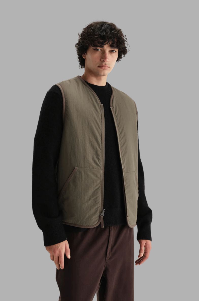 WAX LONDON Pull/Cardigan/Gilet WAX LONDON - Paragon - Natural Reversible Nylon And Wool Gilet