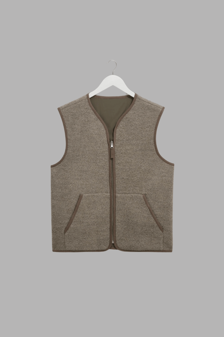 WAX LONDON Pull/Cardigan/Gilet WAX LONDON - Paragon - Natural Reversible Nylon And Wool Gilet