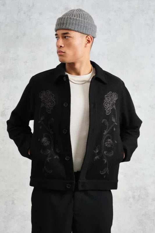 WAX LONDON Veste/Blouson Veste Wax London - Elm Black Floral Embroidered Wool Jacket