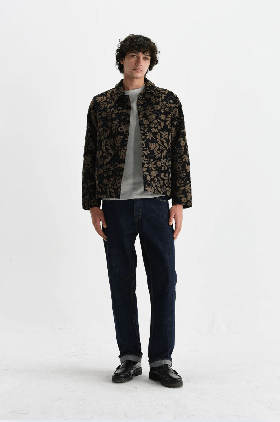 WAX LONDON Veste/Blouson WAX LONDON -  Iggy Jacket Black & Khaki Chenille Jacquard