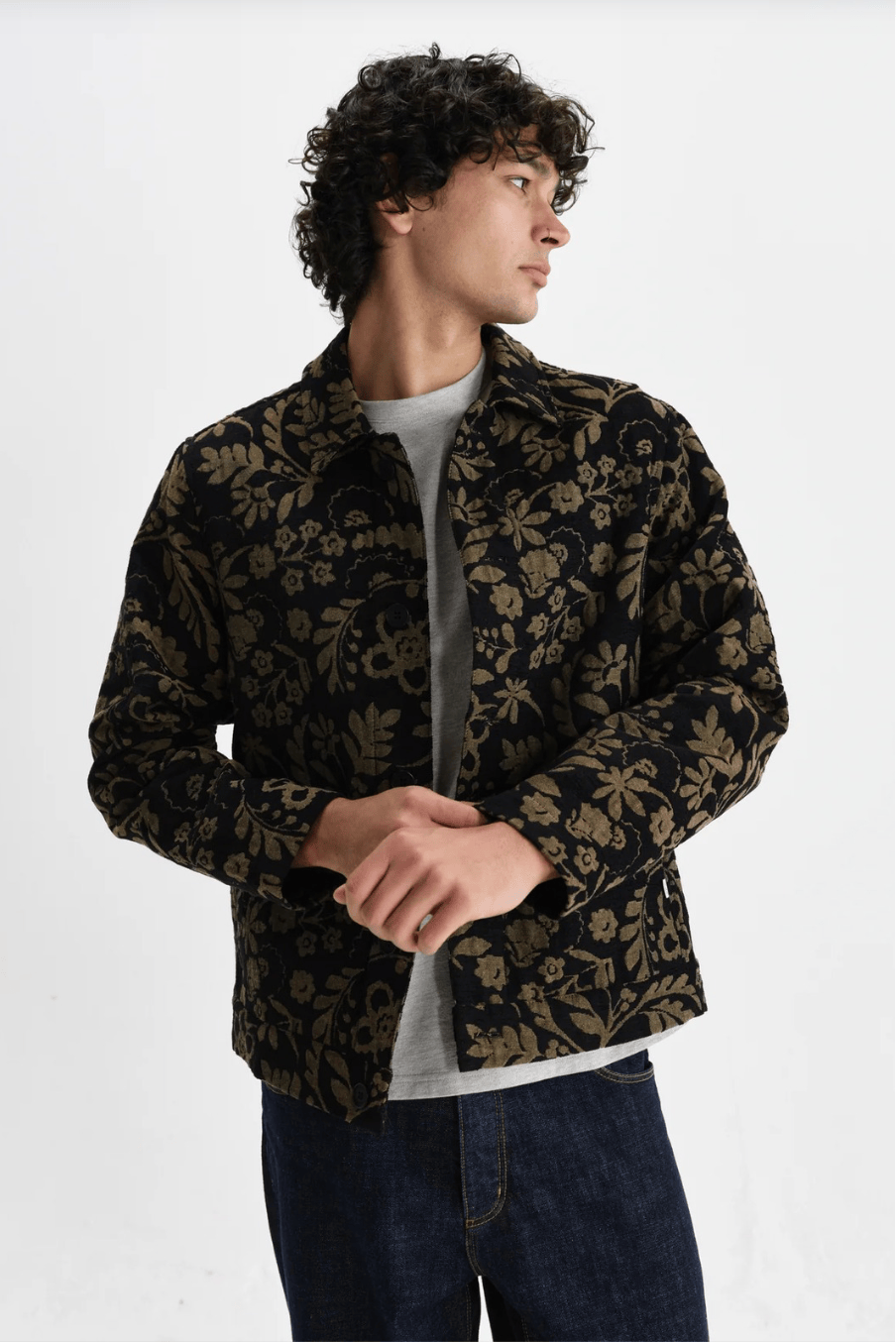 WAX LONDON Veste/Blouson WAX LONDON -  Iggy Jacket Black & Khaki Chenille Jacquard