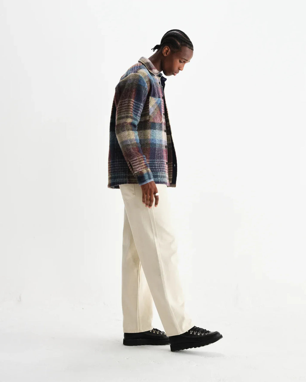WAX LONDON Veste/Blouson WAX LONDON - Whiting Blue And Multicolour Check Wool Overshirt