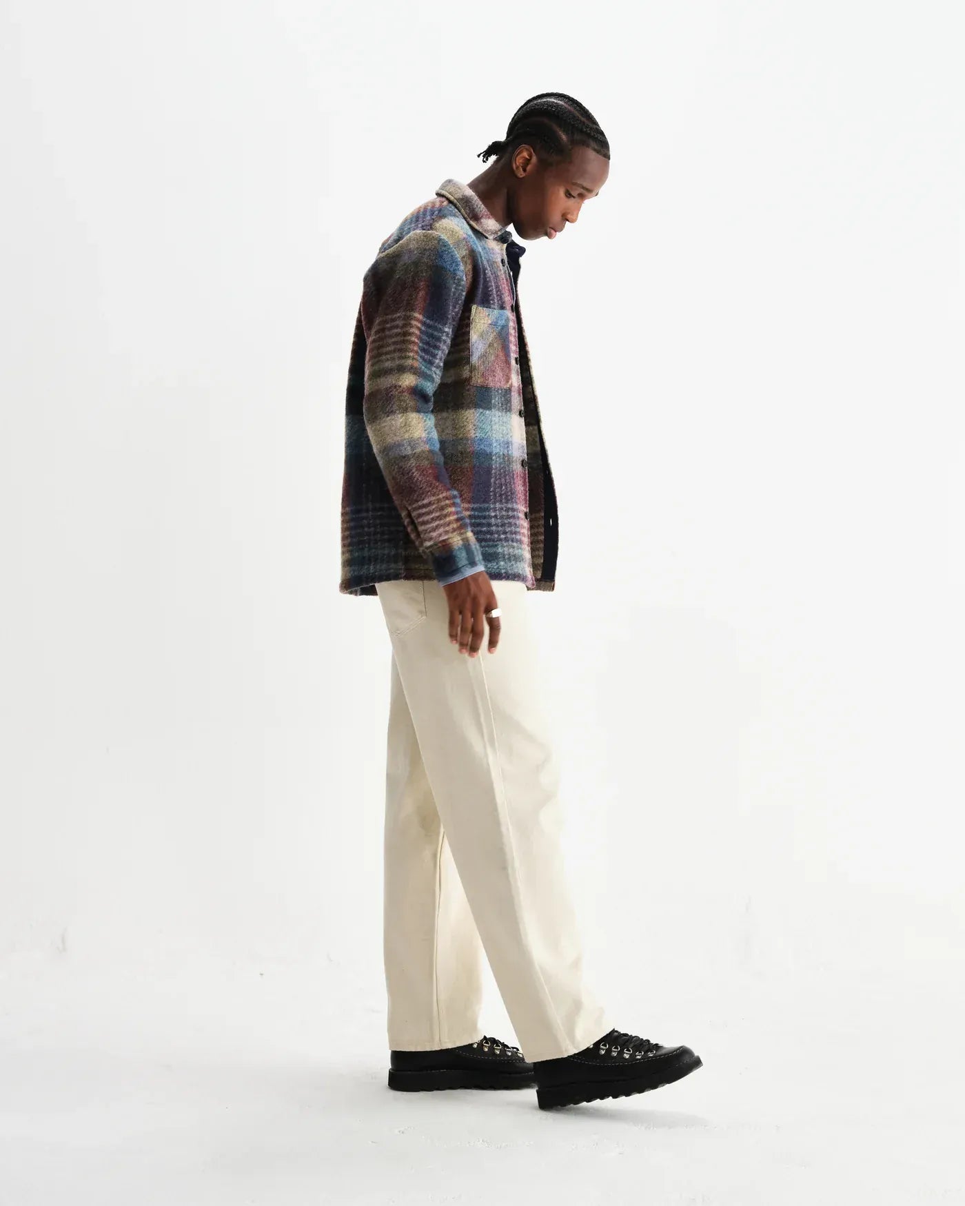 WAX LONDON Veste/Blouson WAX LONDON - Whiting Blue And Multicolour Check Wool Overshirt